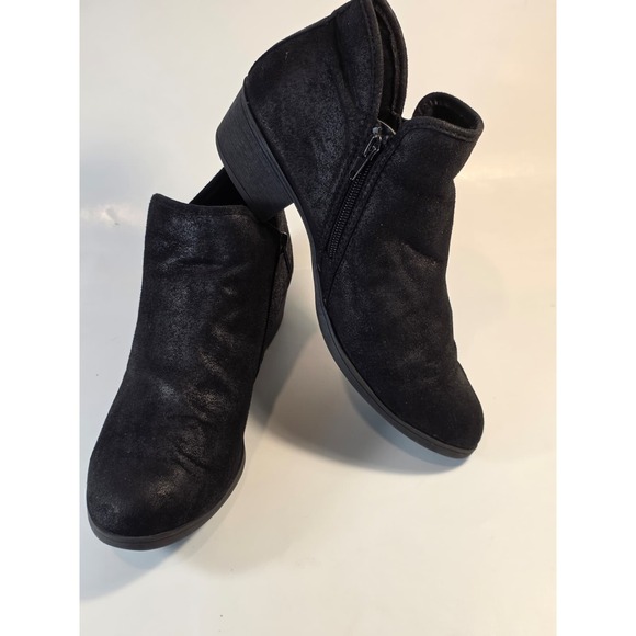 Time and Tru Womens Sz 8 Black Faux Suede Ankle Bootie Boots Block Heel Side Zip - Picture 6 of 9